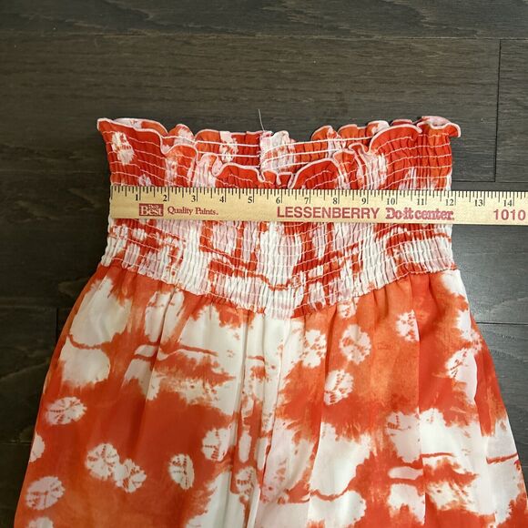 Forgotten Grace Orange Sheer Lined Rouched Waist Pants Flowy Boho Breezy Size M - Picture 4 of 7